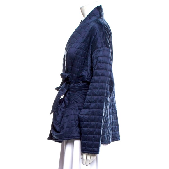 NWT Lunya Washable Silk Quilted Side Tie Jacket in Navy Size Medium - Picture 2 of 13